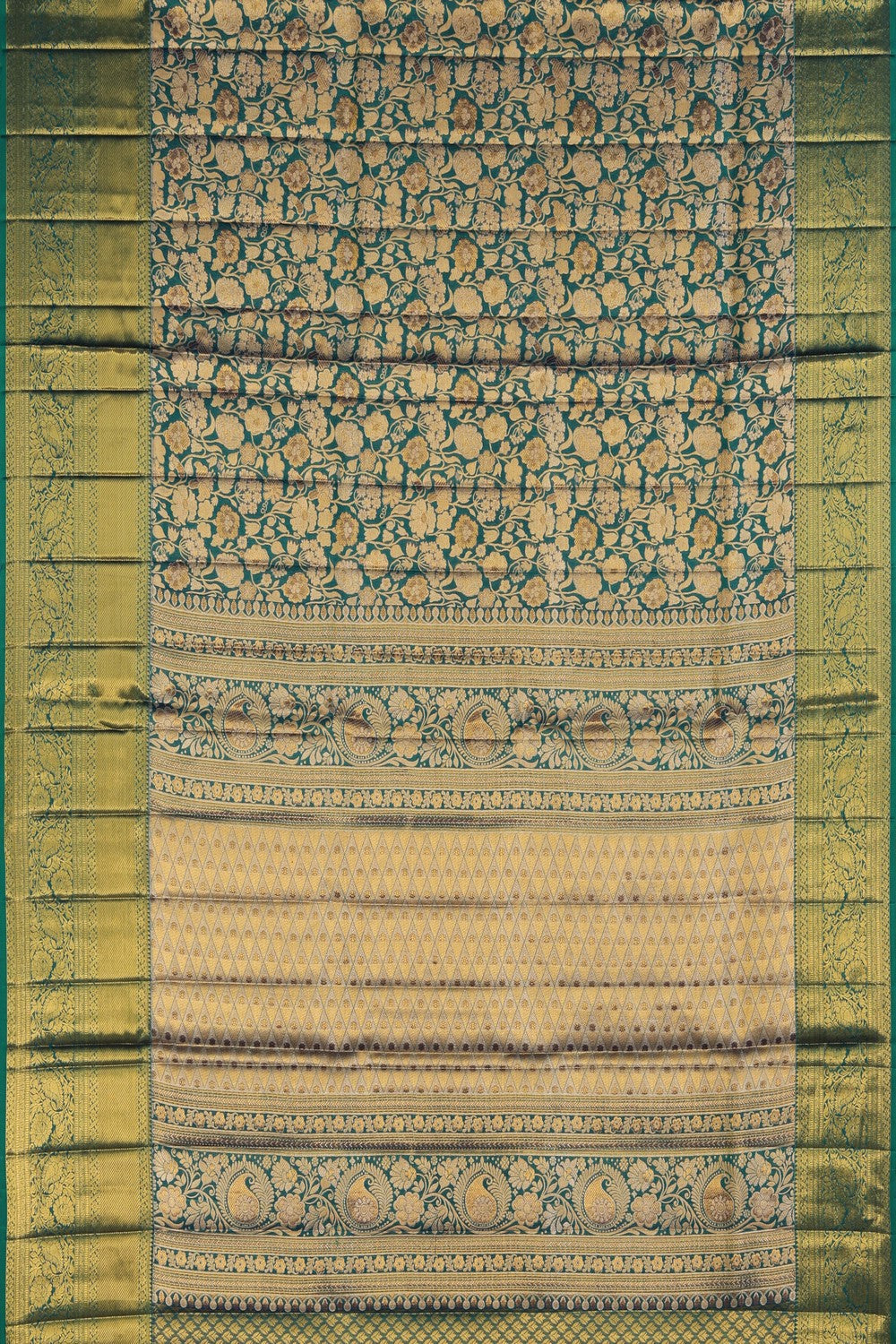 Image of Kanchipattu Teal Blue Brocade Saree